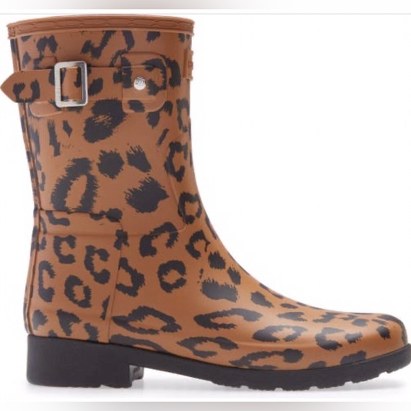 HUNTER Original Leopard Print Refined Short Rain Boot - Picture 12 of 12